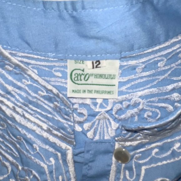 Caro of Honolulu Vintage 80s Cotton Embroidered Kimono Tunic -12 - Picture 6 of 6